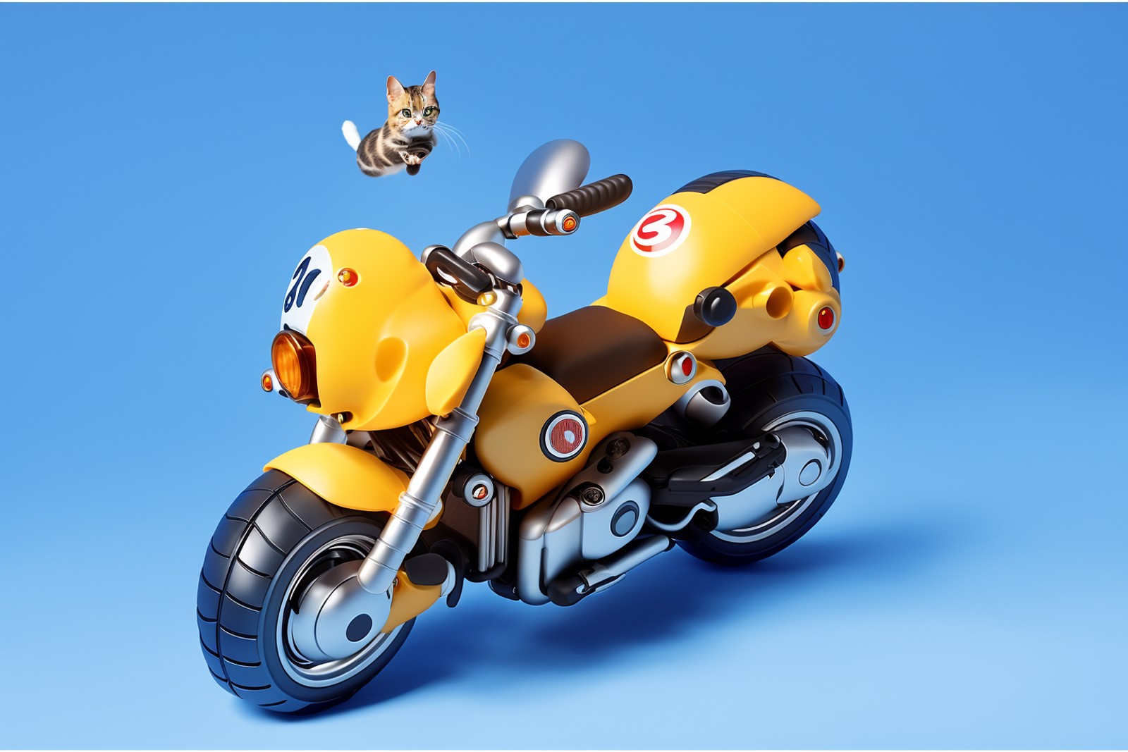 08376-2572110300-((masterpiece, best quality))，A cute  cat-like motorbike flying in the air with a white background.png